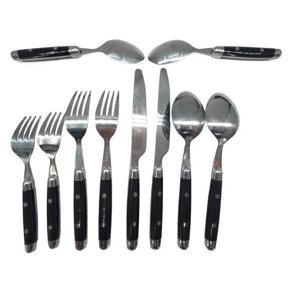 Cambridge Silversmiths Jubilee Black Handle Flatware Set Service for 2 2-2 - Picture 3 of 15